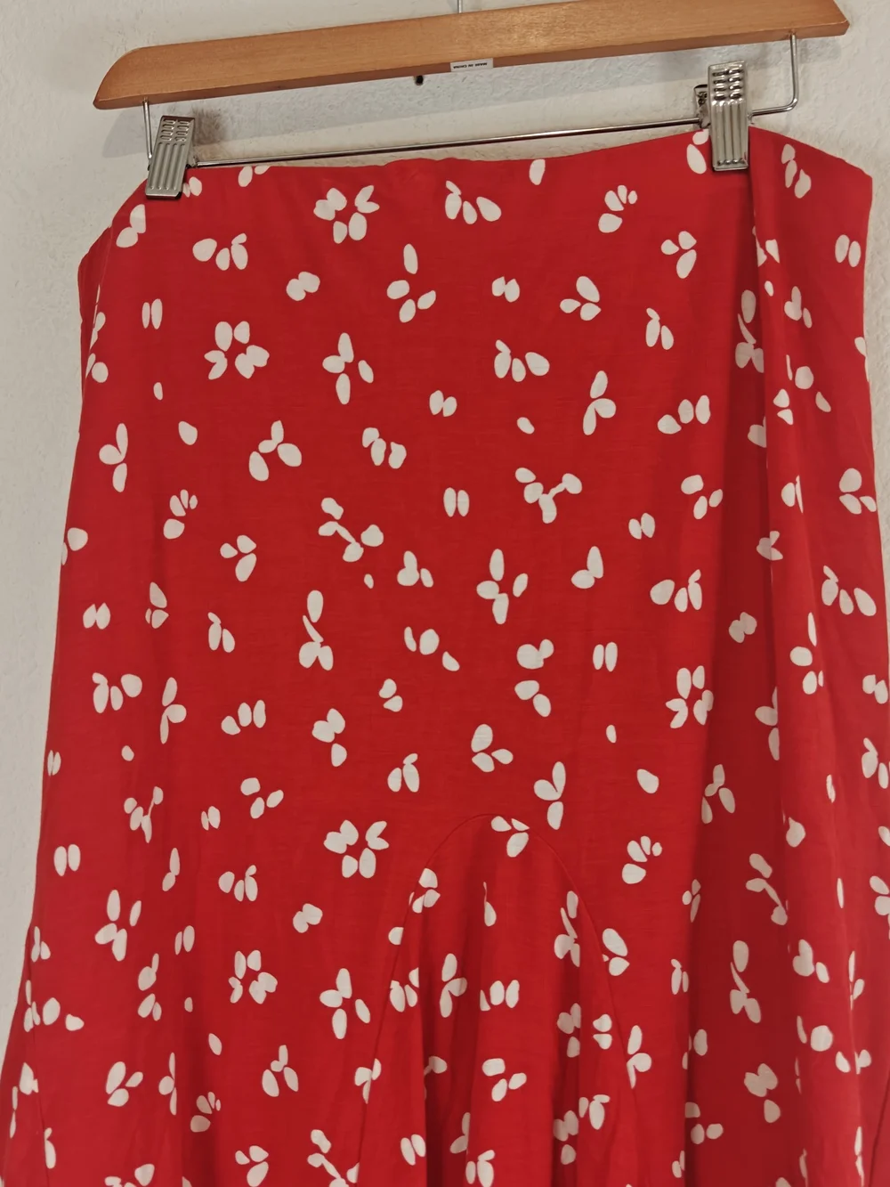 Boden Red Floral Midi Skirt High Rise Flare Romantic Cottagecore Size 12